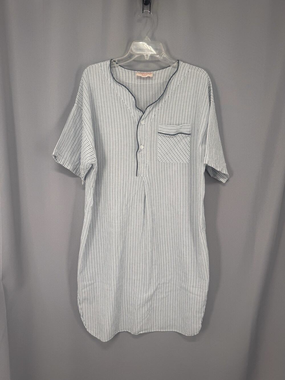 The Vermont Country Store Pajamas Womens Large Striped Cozy Sleep Dress Cotton